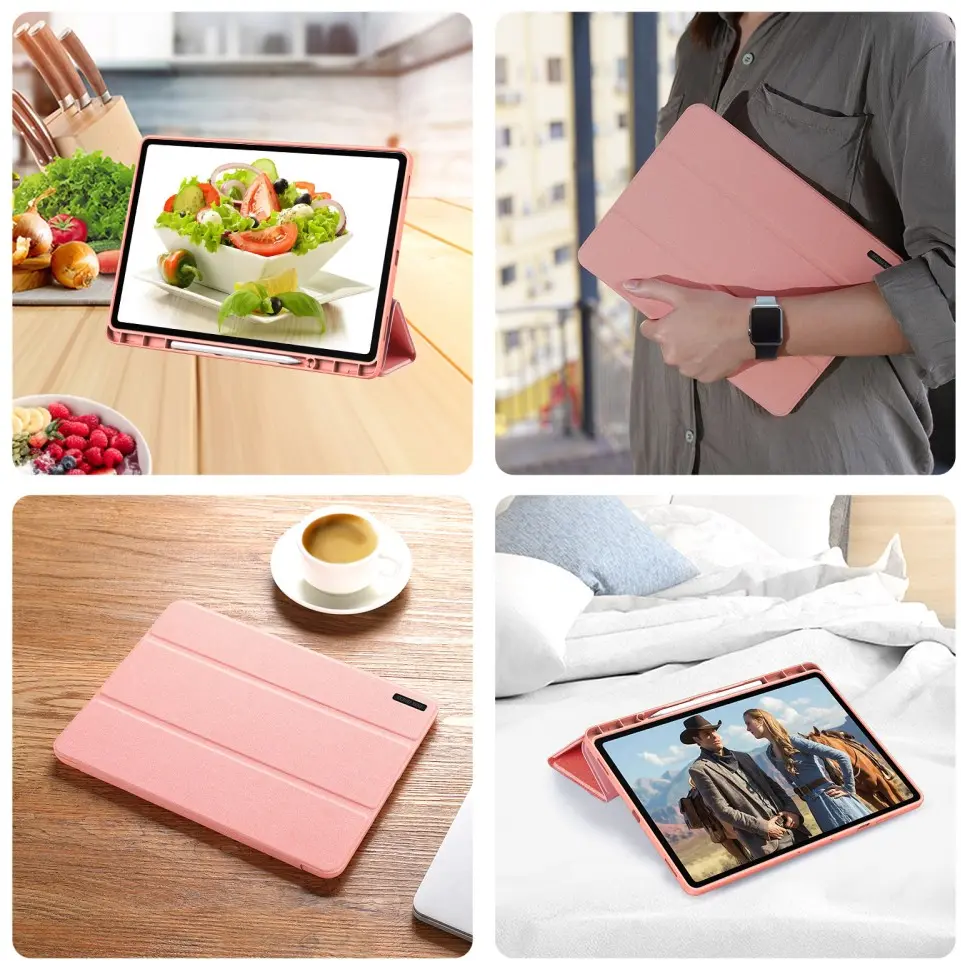 Dux Ducis Domo Samsung Galaxy Tab S12 Plus Hoes Tri-Fold Book Case Roze afbeelding 9