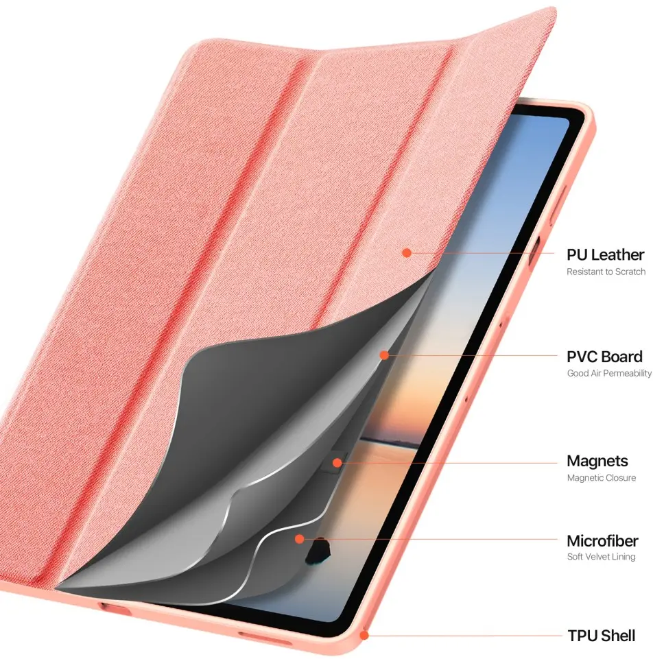 Dux Ducis Domo Samsung Galaxy Tab S12 Plus Hoes Tri-Fold Book Case Roze afbeelding 7