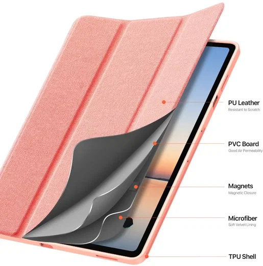 Dux Ducis Domo Samsung Galaxy Tab S12 Plus Hoes Tri-Fold Book Case Roze afbeelding 7
