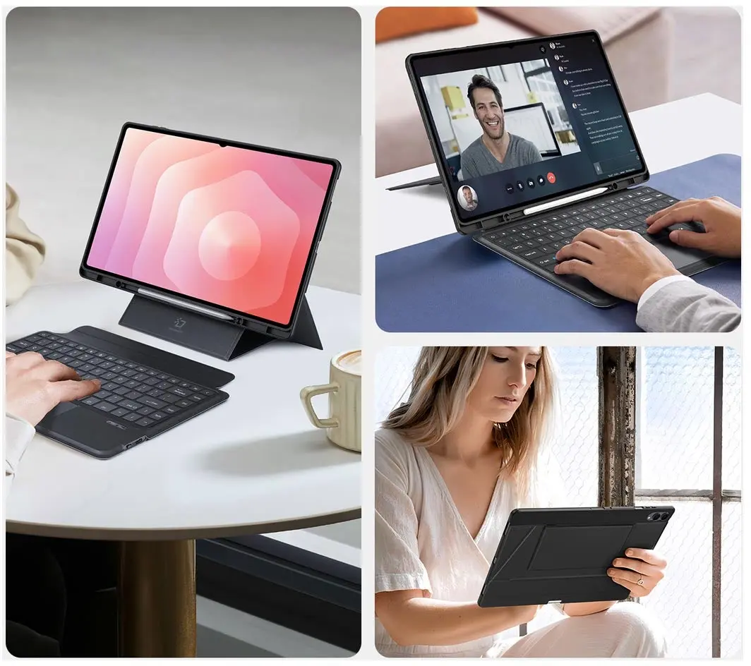 Dux Ducis Samsung Tab S12 Ultra / S11 Ultra Hoes Bluetooth Toetsenbord Zwart afbeelding 7