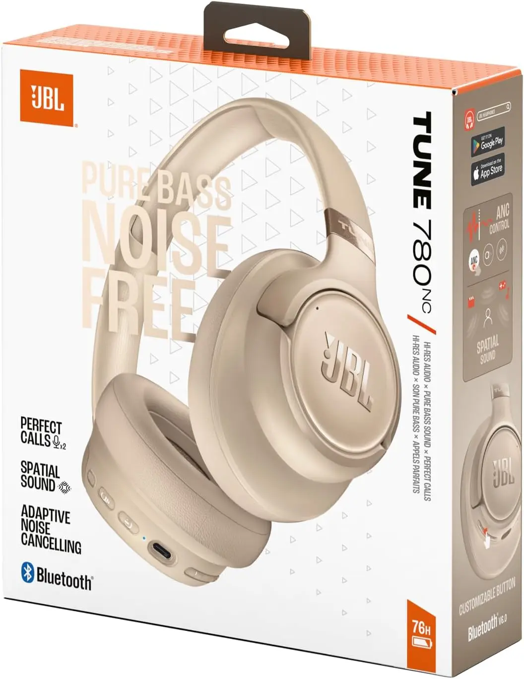 JBL Tune 780NC Draadloze Over-Ear Koptelefoon met Noise Cancelling Beige afbeelding 9
