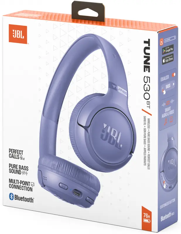 JBL Tune 530BT Draadloze On-Ear Koptelefoon Bluetooth Paars afbeelding 6