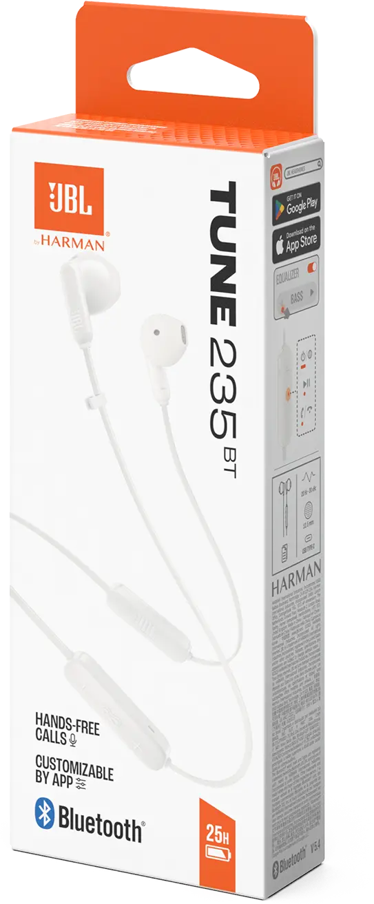 JBL Tune 235BT Draadloze Oordopjes met Pure Bass 25 Uur Batterij en IPX4 Wit afbeelding 6