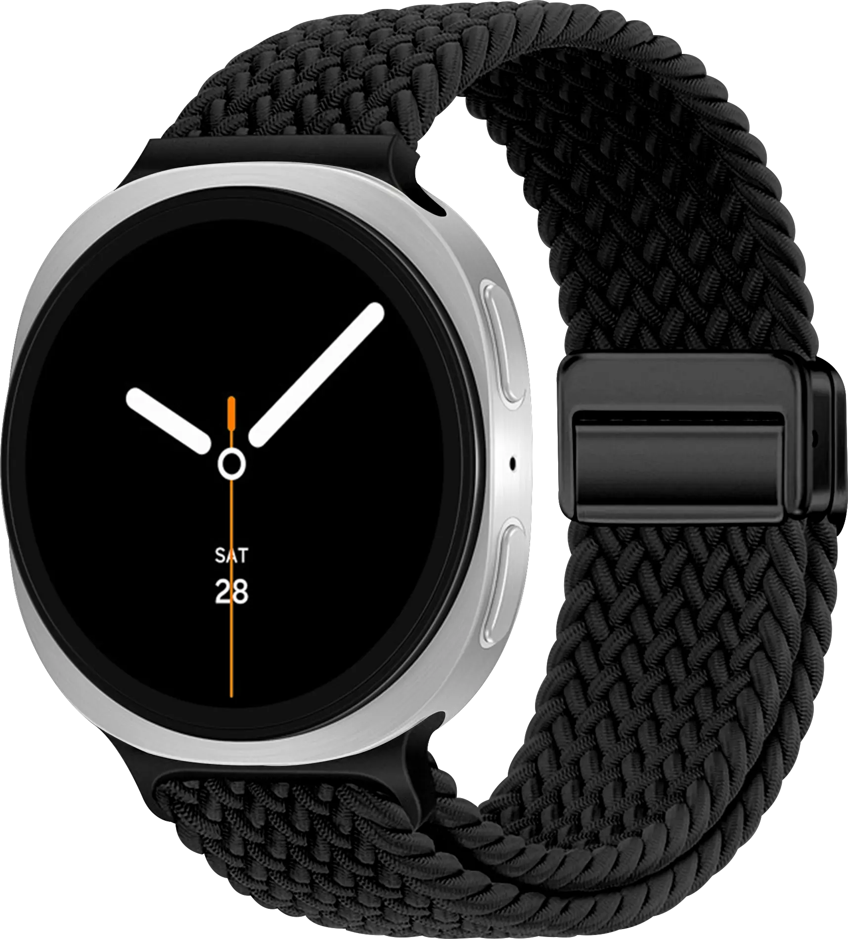 SBG Gevlochten Nylon - Samsung Galaxy Watch 9 / 8 Bandje - Zwart afbeelding 1
