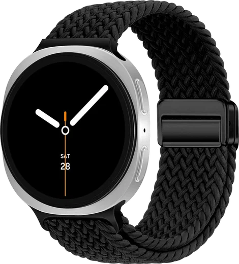 SBG Gevlochten Nylon - Samsung Galaxy Watch 9 / 8 Bandje - Zwart afbeelding 1
