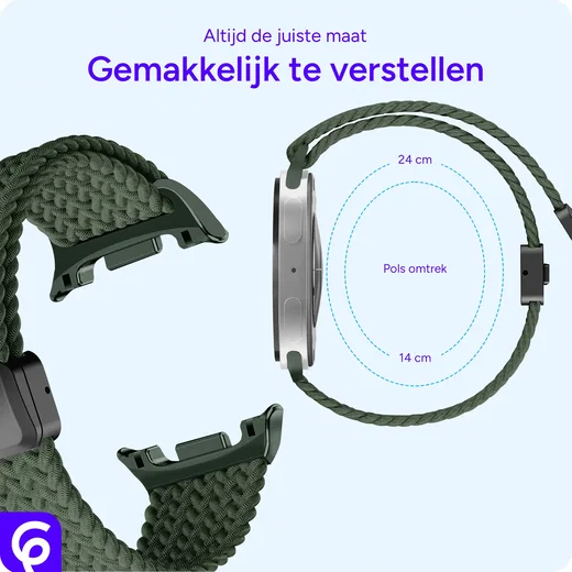 SBG Gevlochten Nylon - Samsung Galaxy Watch 9 / 8 Bandje - Donkergroen afbeelding 3