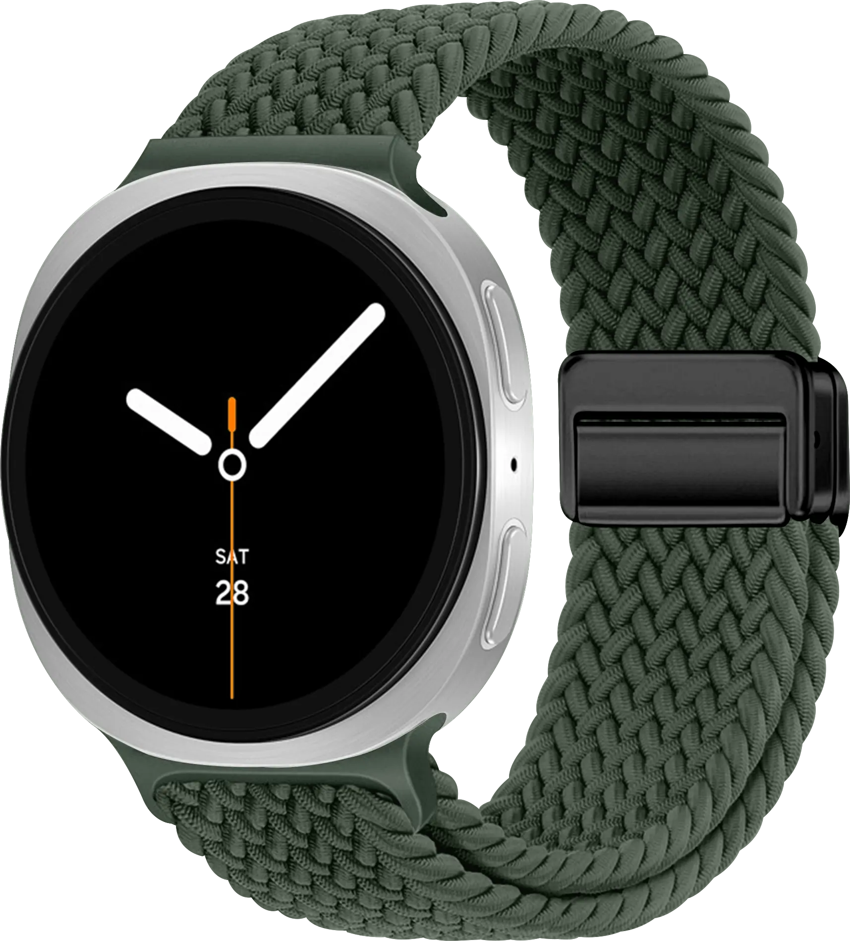 SBG Gevlochten Nylon - Samsung Galaxy Watch 9 / 8 Bandje - Donkergroen afbeelding 1