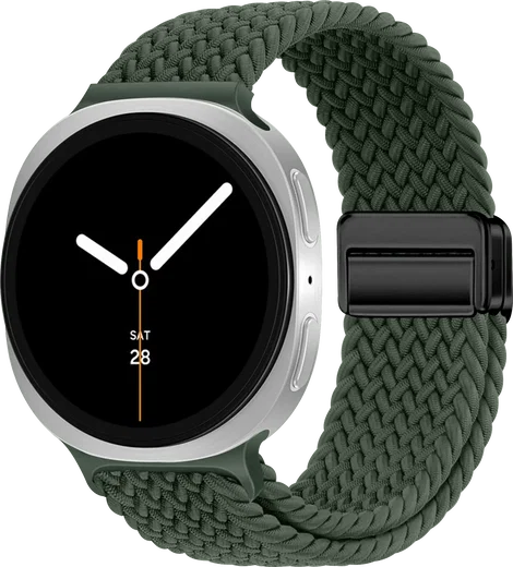 SBG Gevlochten Nylon - Samsung Galaxy Watch 9 / 8 Bandje - Donkergroen afbeelding 1