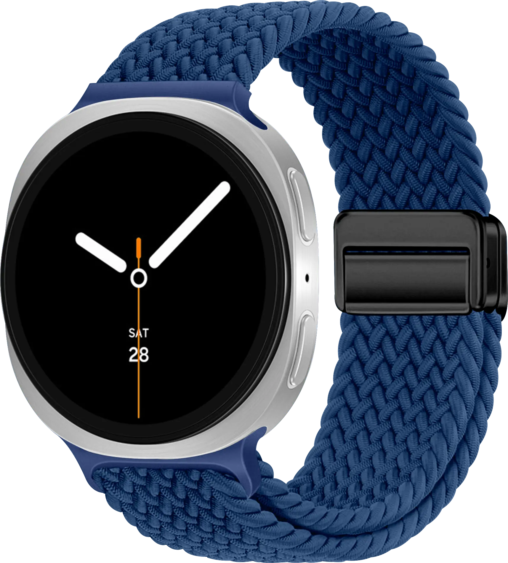SBG Gevlochten Nylon - Samsung Galaxy Watch 9 / 8 Bandje - Donkerblauw afbeelding 1
