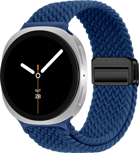 SBG Gevlochten Nylon - Samsung Galaxy Watch 9 / 8 Bandje - Donkerblauw afbeelding 1
