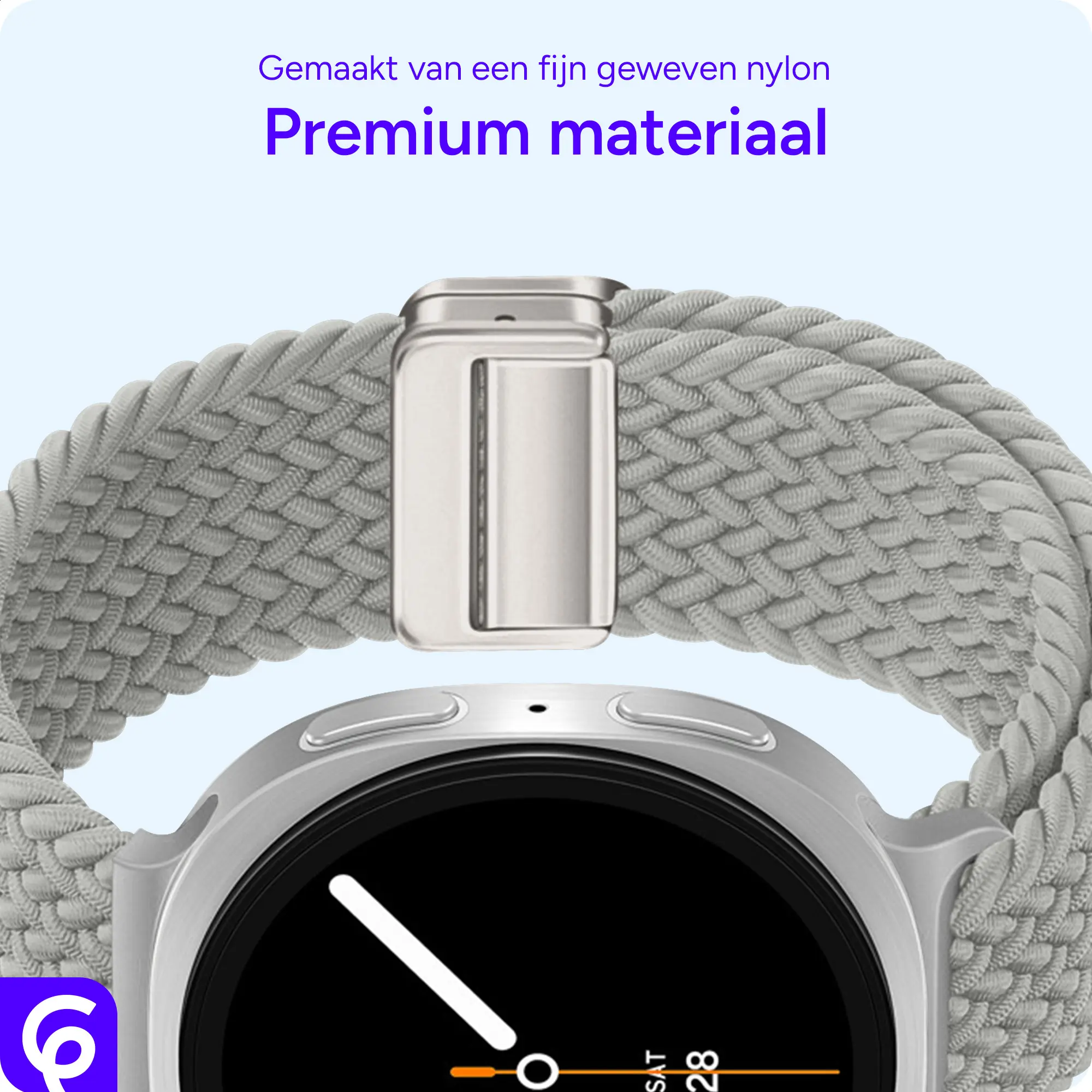 SBG Gevlochten Nylon - Samsung Galaxy Watch 9 / 8 Bandje - Wit afbeelding 5
