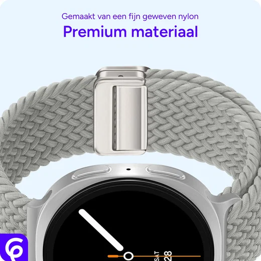 SBG Gevlochten Nylon - Samsung Galaxy Watch 9 / 8 Bandje - Wit afbeelding 5