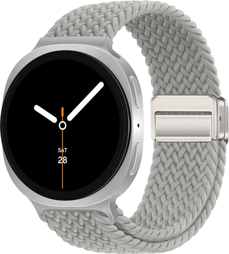 SBG Gevlochten Nylon - Samsung Galaxy Watch 9 / 8 Bandje - Wit afbeelding 1