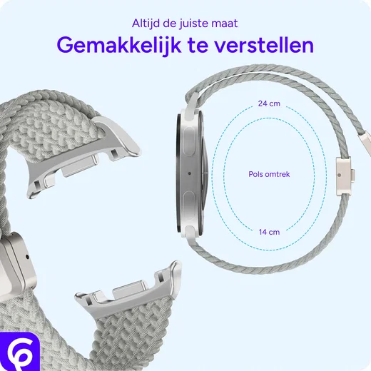 SBG Gevlochten Nylon - Samsung Galaxy Watch 9 / 8 Bandje - Wit afbeelding 3