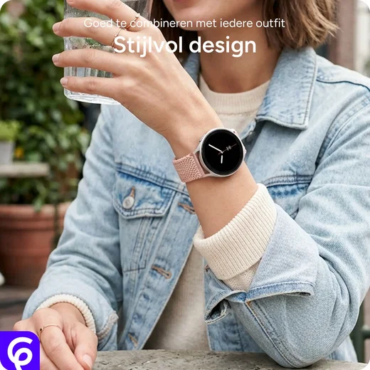 SBG Gevlochten Nylon - Samsung Galaxy Watch 9 / 8 Bandje - Wit afbeelding 4
