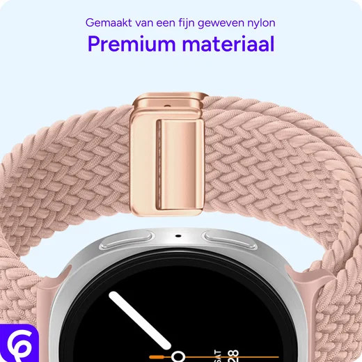 SBG Gevlochten Nylon - Samsung Galaxy Watch 9 / 8 Bandje - Roze afbeelding 5