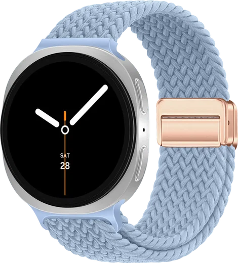 SBG Gevlochten Nylon - Samsung Galaxy Watch 9 / 8 Bandje - Lichtblauw afbeelding 1