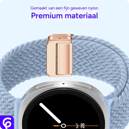 SBG Gevlochten Nylon - Samsung Galaxy Watch 9 / 8 Bandje - Lichtblauw afbeelding 5