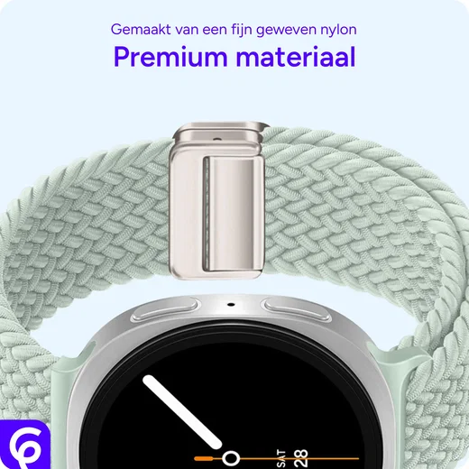 SBG Gevlochten Nylon - Samsung Galaxy Watch 9 / 8 Bandje - Lichtgroen afbeelding 5