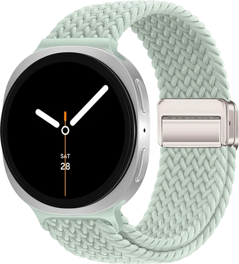 SBG Gevlochten Nylon - Samsung Galaxy Watch 9 / 8 Bandje - Lichtgroen afbeelding 1