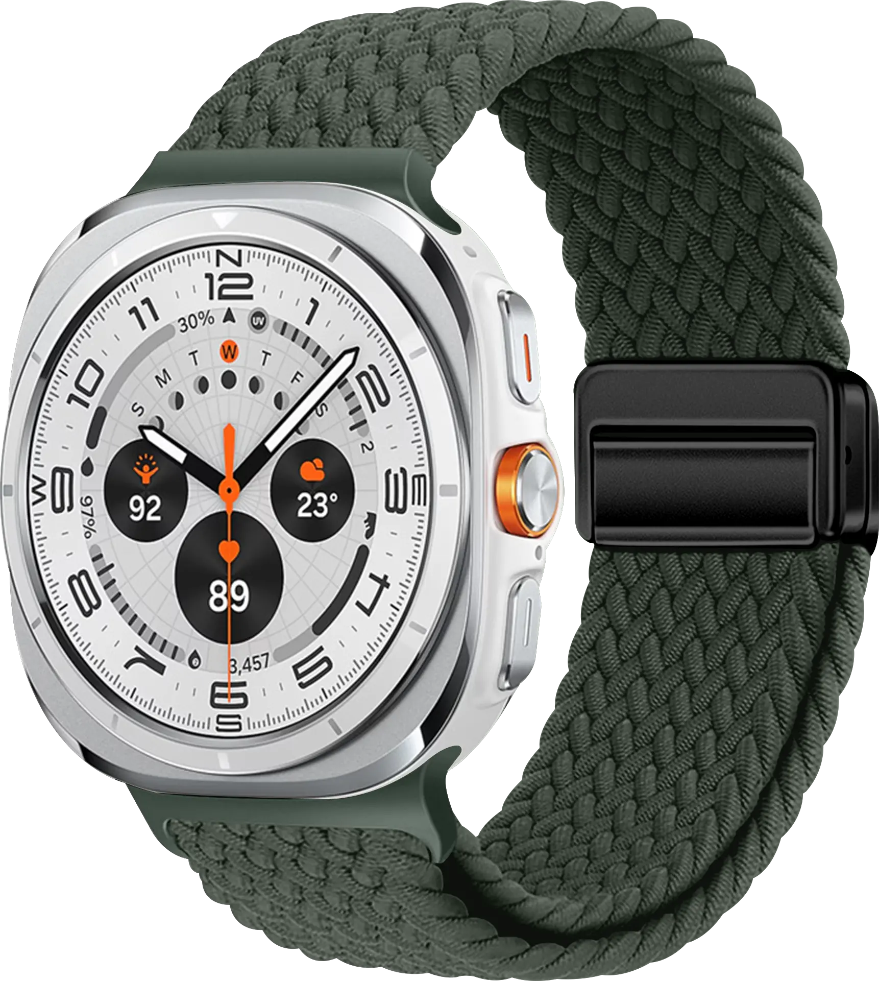 SBG Gevlochten Nylon - Samsung Galaxy Watch Ultra / 2 Bandje - Groen afbeelding 1