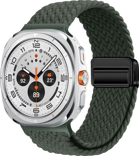 SBG Gevlochten Nylon - Samsung Galaxy Watch Ultra / 2 Bandje - Groen afbeelding 1