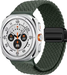 SBG Gevlochten Nylon - Samsung Galaxy Watch Ultra / 2 Bandje - Groen afbeelding