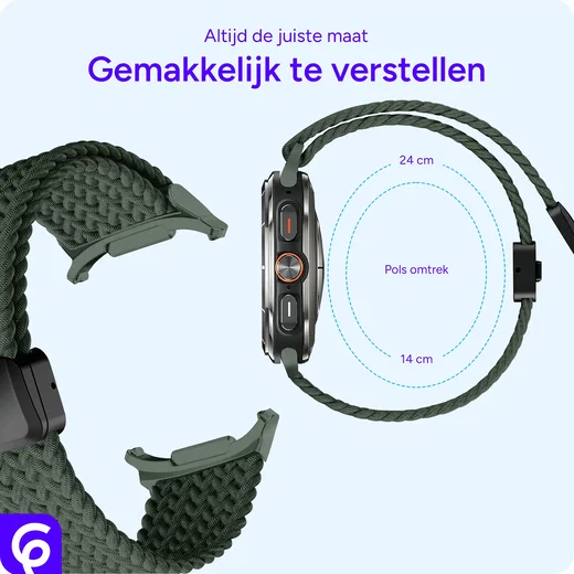 SBG Gevlochten Nylon - Samsung Galaxy Watch Ultra / 2 Bandje - Groen afbeelding 3
