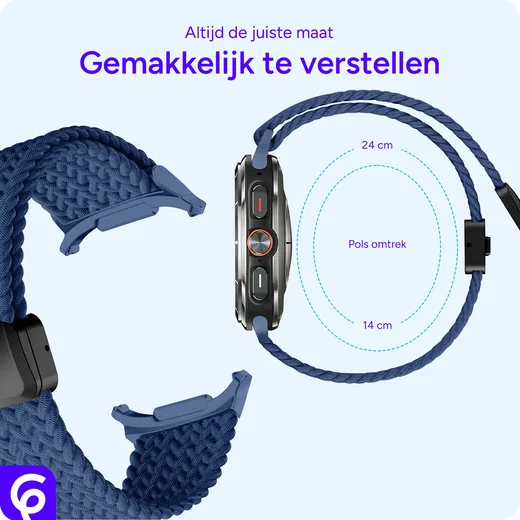 SBG Gevlochten Nylon - Samsung Galaxy Watch Ultra / 2 Bandje - Blauw afbeelding 3
