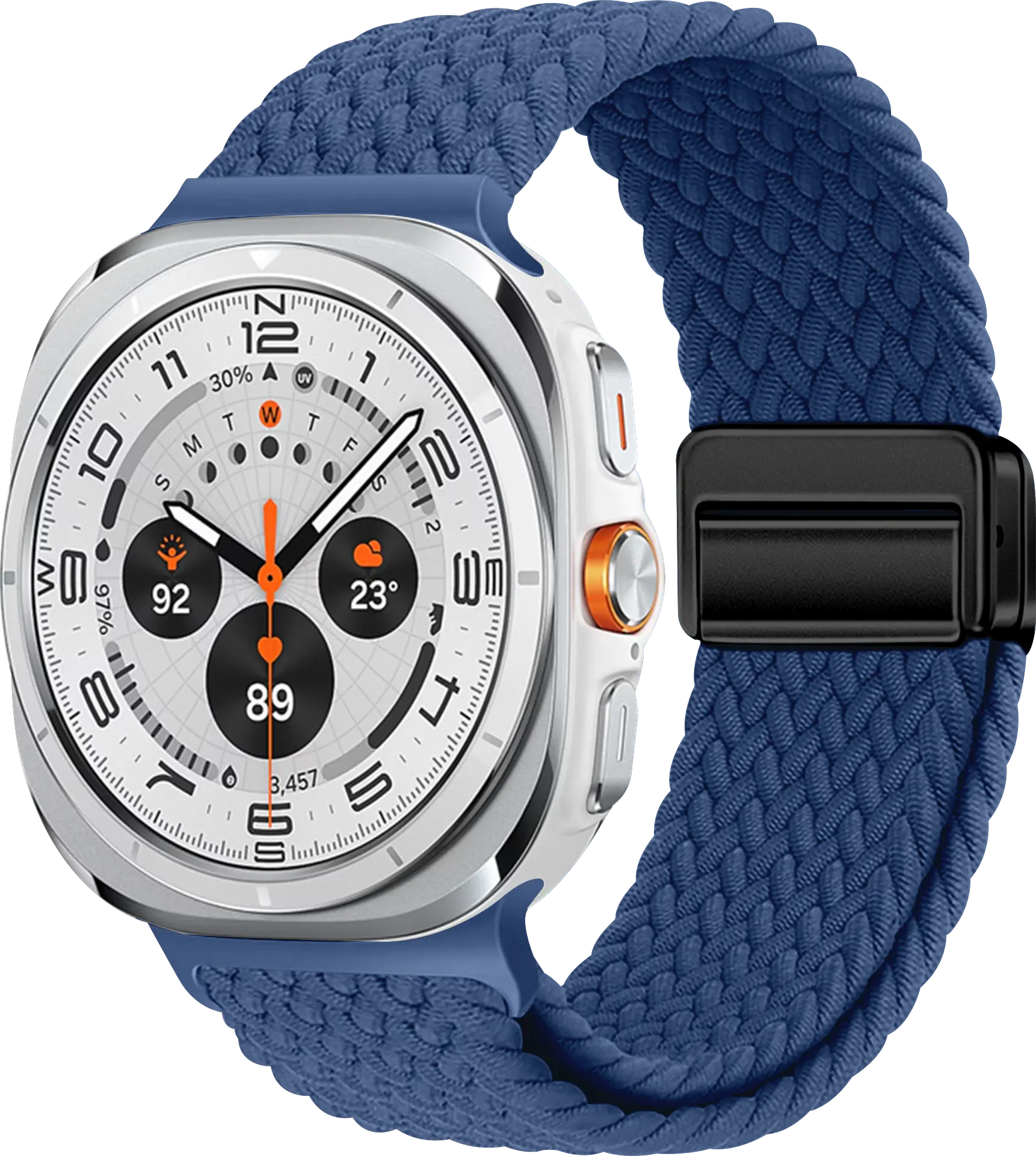 SBG Gevlochten Nylon - Samsung Galaxy Watch Ultra / 2 Bandje - Blauw afbeelding 1