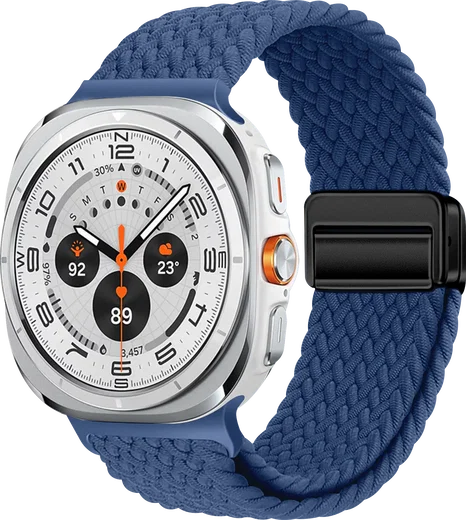 SBG Gevlochten Nylon - Samsung Galaxy Watch Ultra / 2 Bandje - Blauw afbeelding 1