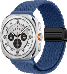 SBG Gevlochten Nylon - Samsung Galaxy Watch Ultra / 2 Bandje - Blauw afbeelding
