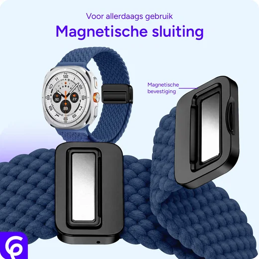SBG Gevlochten Nylon - Samsung Galaxy Watch Ultra / 2 Bandje - Blauw afbeelding 2