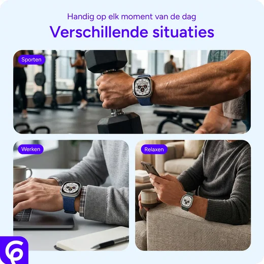 SBG Gevlochten Nylon - Samsung Galaxy Watch Ultra / 2 Bandje - Blauw afbeelding 6