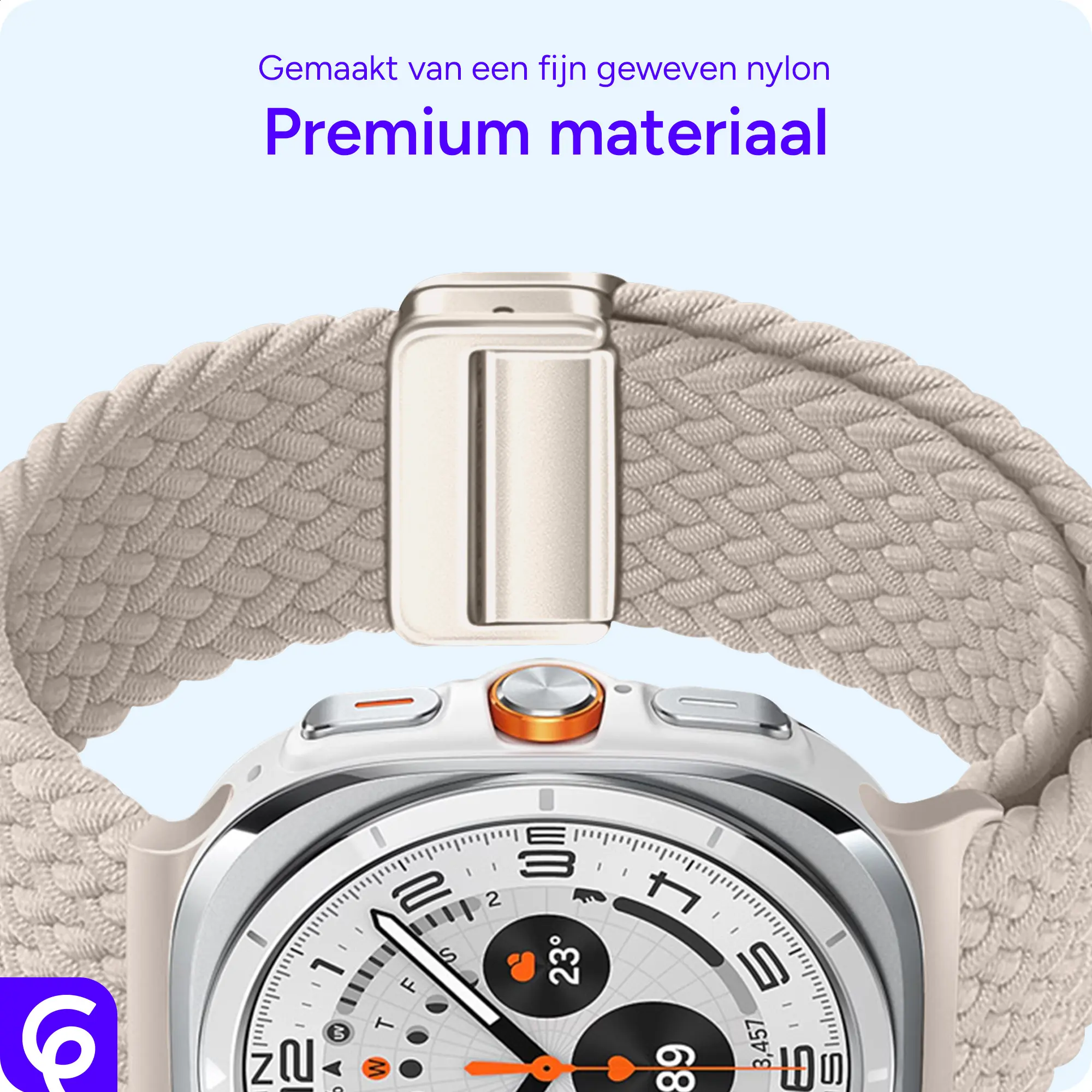 SBG Gevlochten Nylon - Samsung Galaxy Watch Ultra / 2 Bandje - Sterrenlicht afbeelding 5