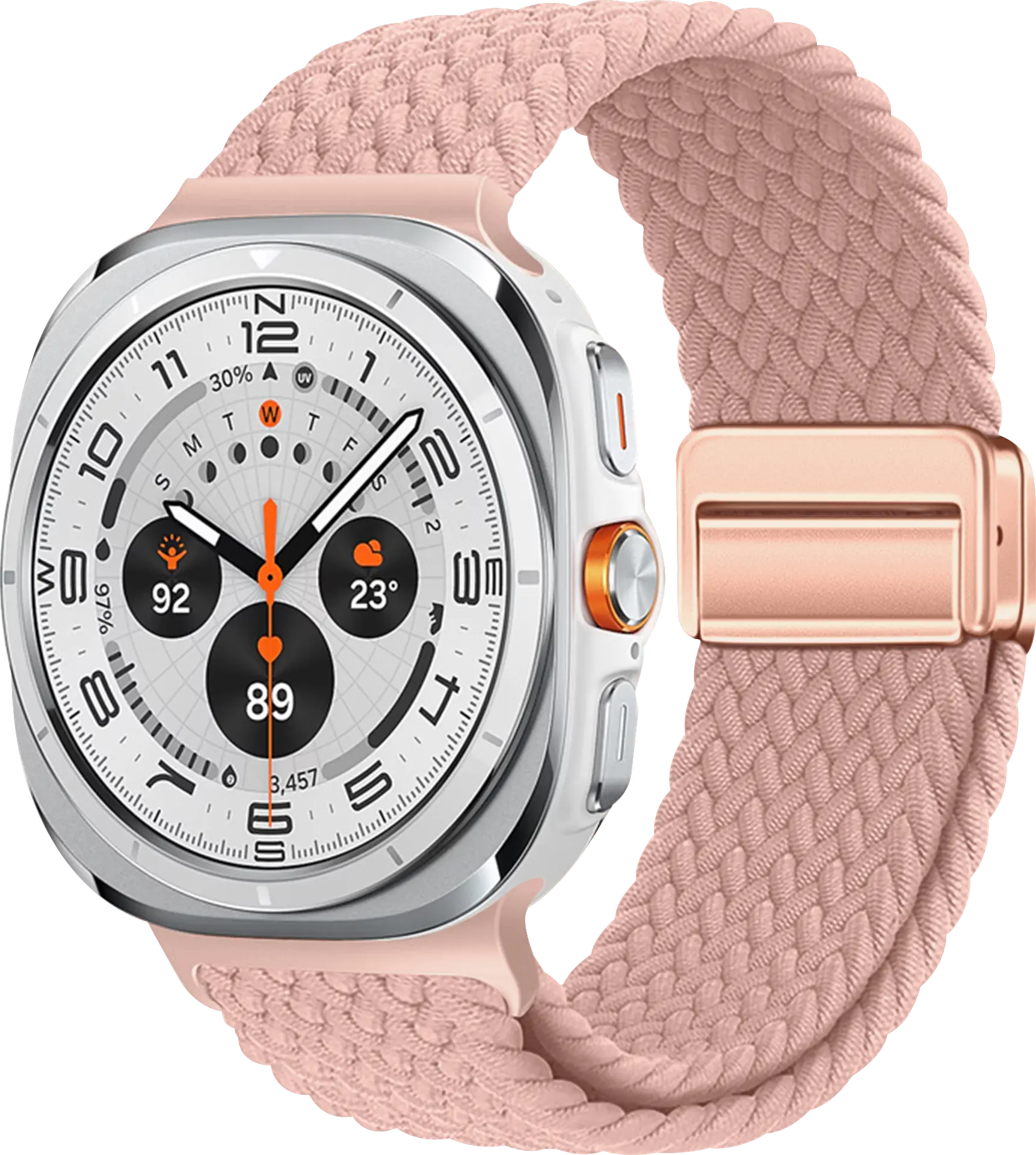 SBG Gevlochten Nylon - Samsung Galaxy Watch Ultra / 2 Bandje - Roze afbeelding 1