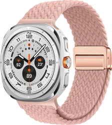 SBG Gevlochten Nylon - Samsung Galaxy Watch Ultra / 2 Bandje - Roze afbeelding