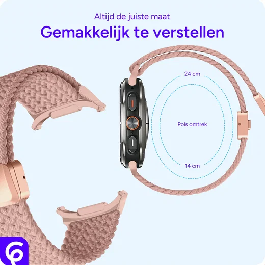 SBG Gevlochten Nylon - Samsung Galaxy Watch Ultra / 2 Bandje - Roze afbeelding 3