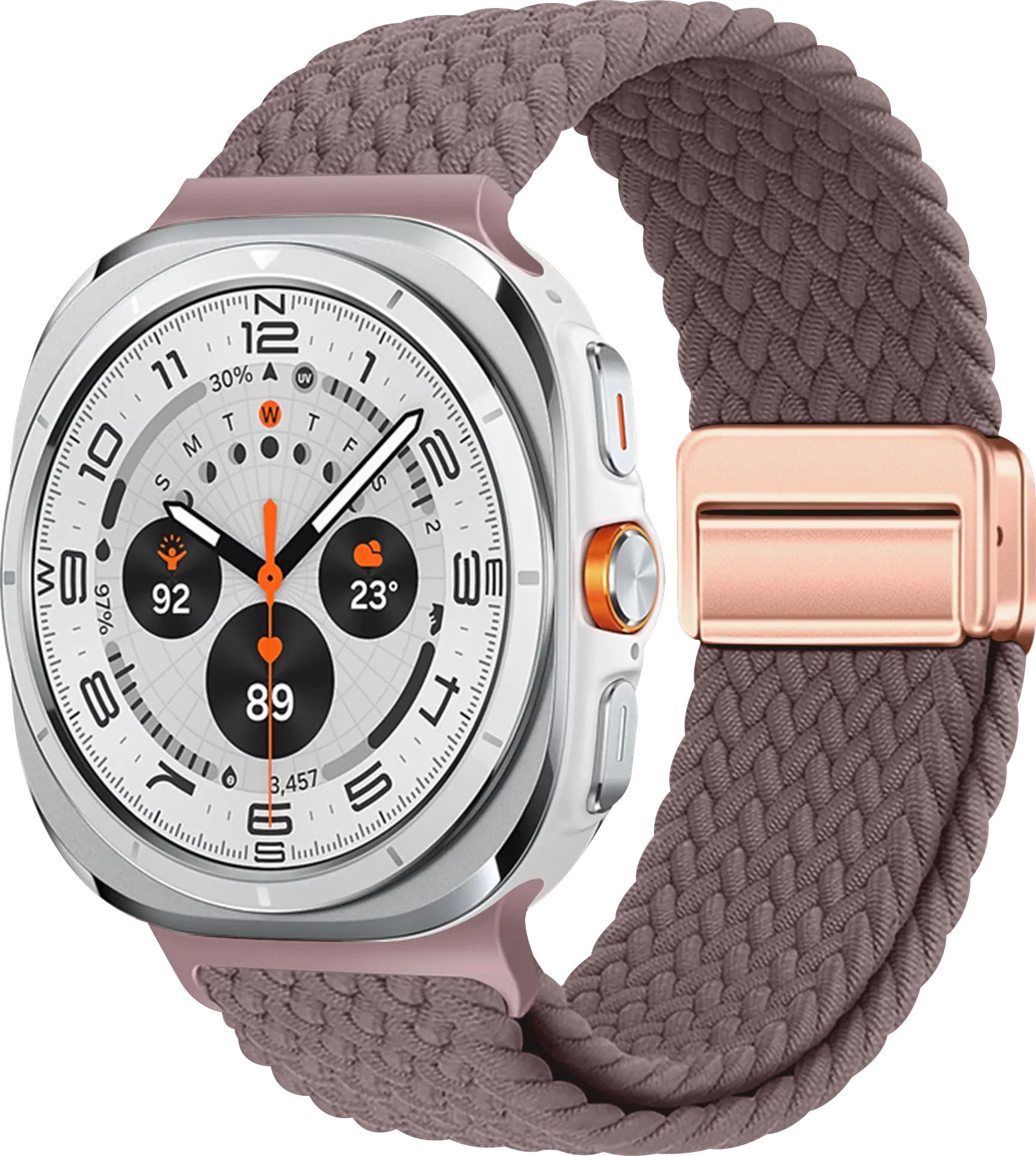 SBG Gevlochten Nylon - Samsung Galaxy Watch Ultra / 2 Bandje - Smokey Purple afbeelding 1