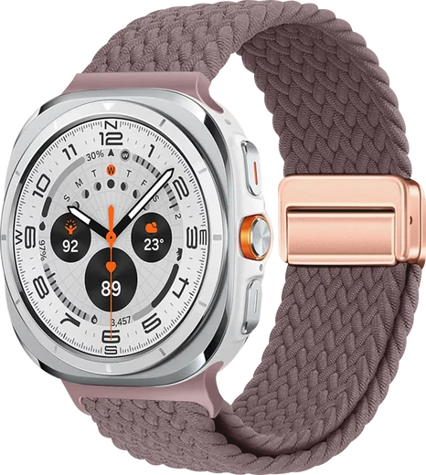 SBG Gevlochten Nylon - Samsung Galaxy Watch Ultra / 2 Bandje - Smokey Purple afbeelding 1
