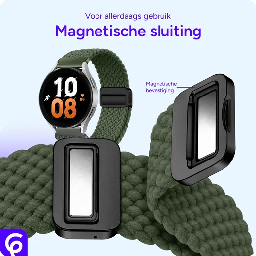 SBG Universeel Smartwatch Bandje - Gevlochten Nylon - 20MM - Groen afbeelding 2