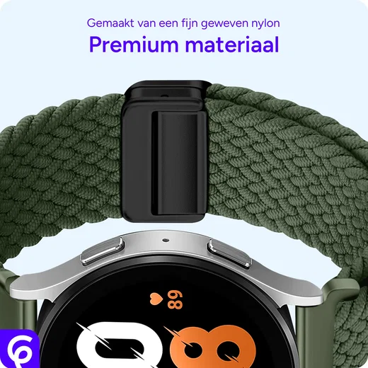 SBG Universeel Smartwatch Bandje - Gevlochten Nylon - 20MM - Groen afbeelding 5