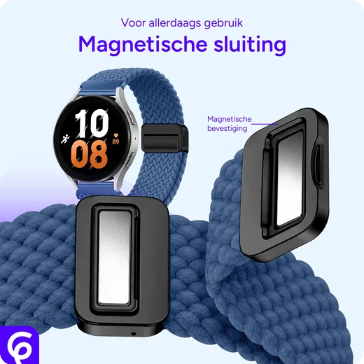 SBG Universeel Smartwatch Bandje - Gevlochten Nylon - 20MM - Blauw afbeelding 2