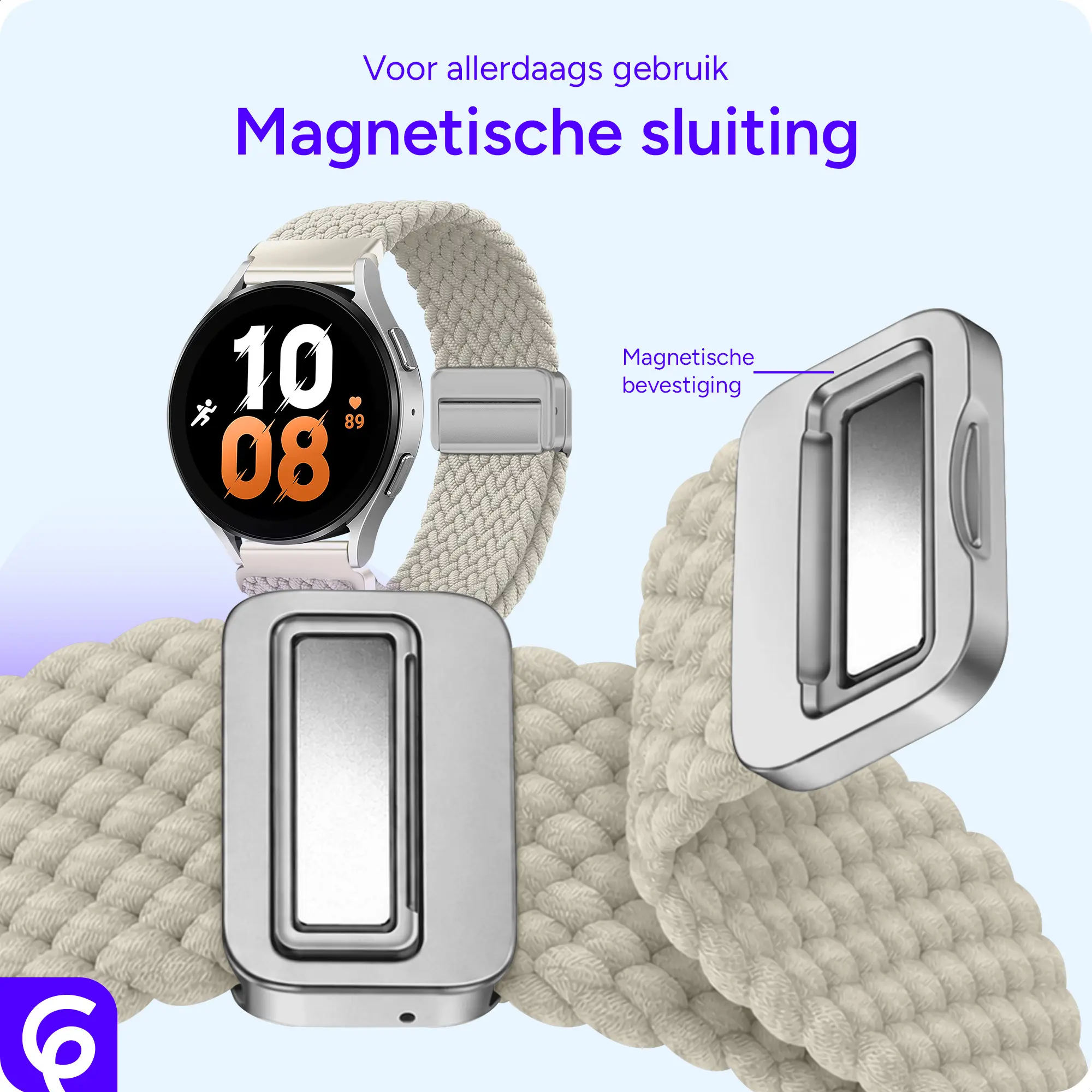 SBG Universeel Smartwatch Bandje - Gevlochten Nylon - 20MM - Sterrenlicht afbeelding 2