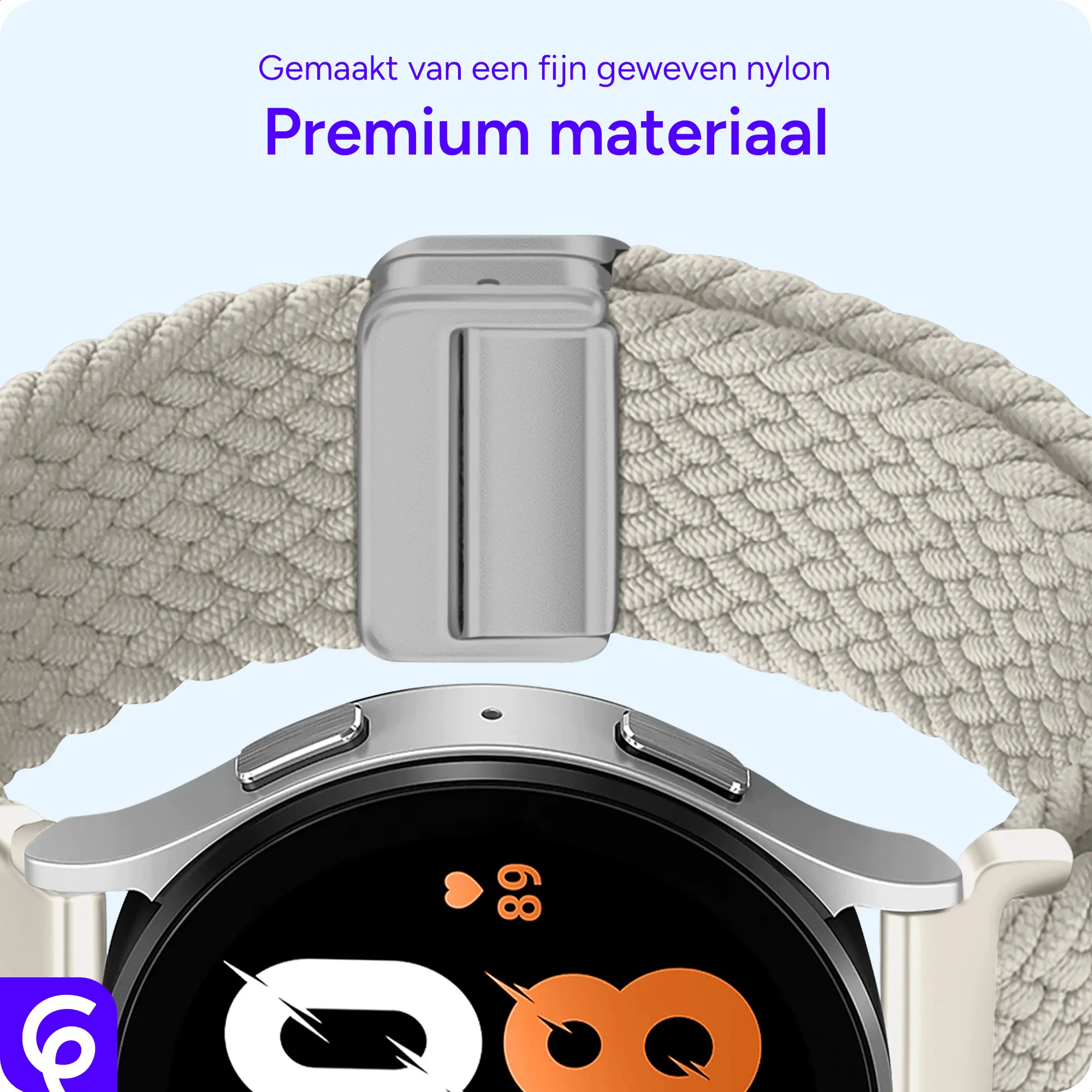 SBG Universeel Smartwatch Bandje - Gevlochten Nylon - 20MM - Sterrenlicht afbeelding 5