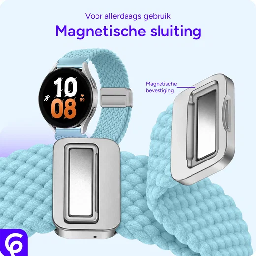 SBG Universeel Smartwatch Bandje - Gevlochten Nylon - 20MM - Mint afbeelding 2
