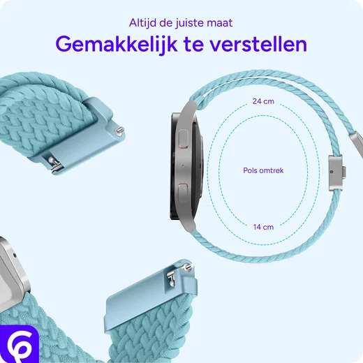 SBG Universeel Smartwatch Bandje - Gevlochten Nylon - 20MM - Mint afbeelding 3