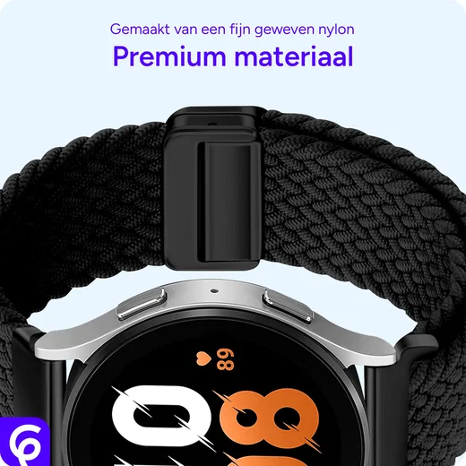 SBG Universeel Smartwatch Bandje - Gevlochten Nylon - 22MM - Zwart afbeelding 5
