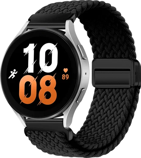SBG Universeel Smartwatch Bandje - Gevlochten Nylon - 22MM - Zwart afbeelding 1