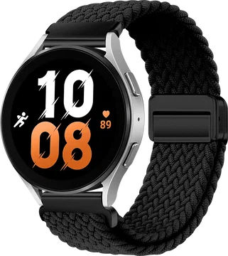 SBG Universeel Smartwatch Bandje - Gevlochten Nylon - 22MM - Zwart